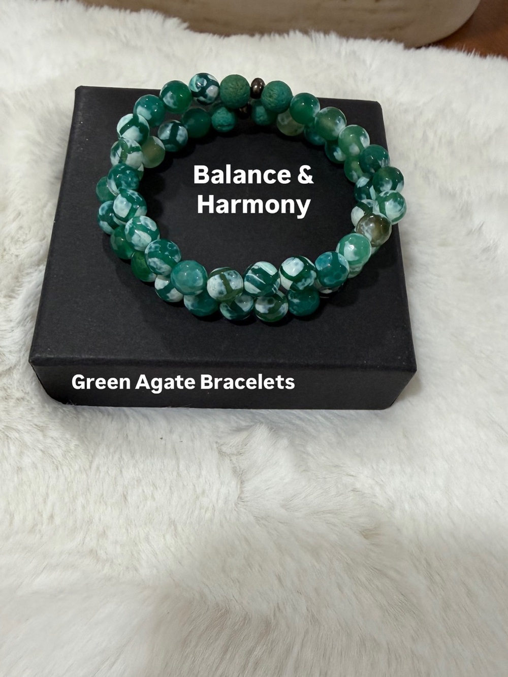 Green Agate Beaded Stretch Bracelet Set